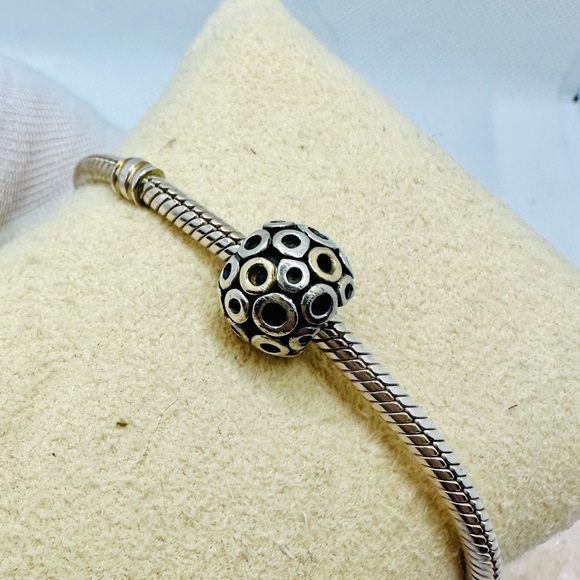 EUC Pandora 790325 Sterling Silver w/ 14K Yellow Gold Oh! Charm - Picture 9 of 17